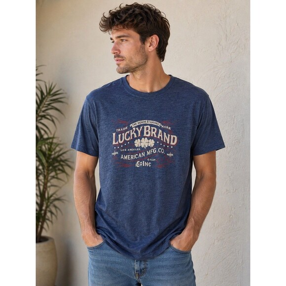 Lucky Brand Other - Lucky Brand Men’s M Blue Graphic T Shirt Vintage American MFG Co Crew Neck